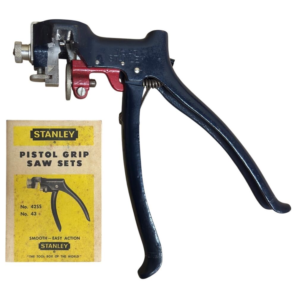 Vintage Stanley No. 43 Pistol Grip Saw Set Adjustable Tool Instructions 4-16 PPI